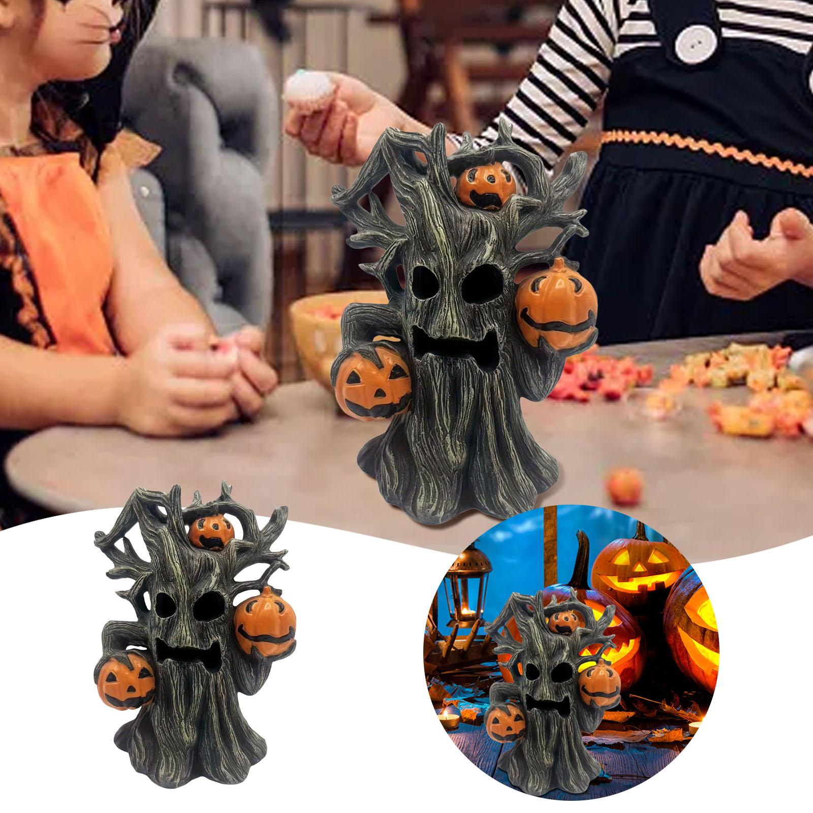Halloween Decorations Pumpkin Tree Resin Statue Spooky Figurine Desktop Ornament Haunted House Props Halloween Party Supplies One Size розовый