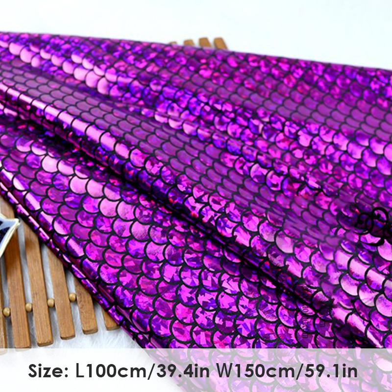 1/2/3M Laser Fish Scale Bronzing Fabric Spandex 4 Ways Stretch Fabric For Diy Sewing Dancer Swimwear Stage Performance Clothes