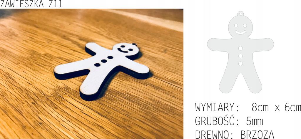 Wooden Christmas tree decorations Z11 3 pcs.