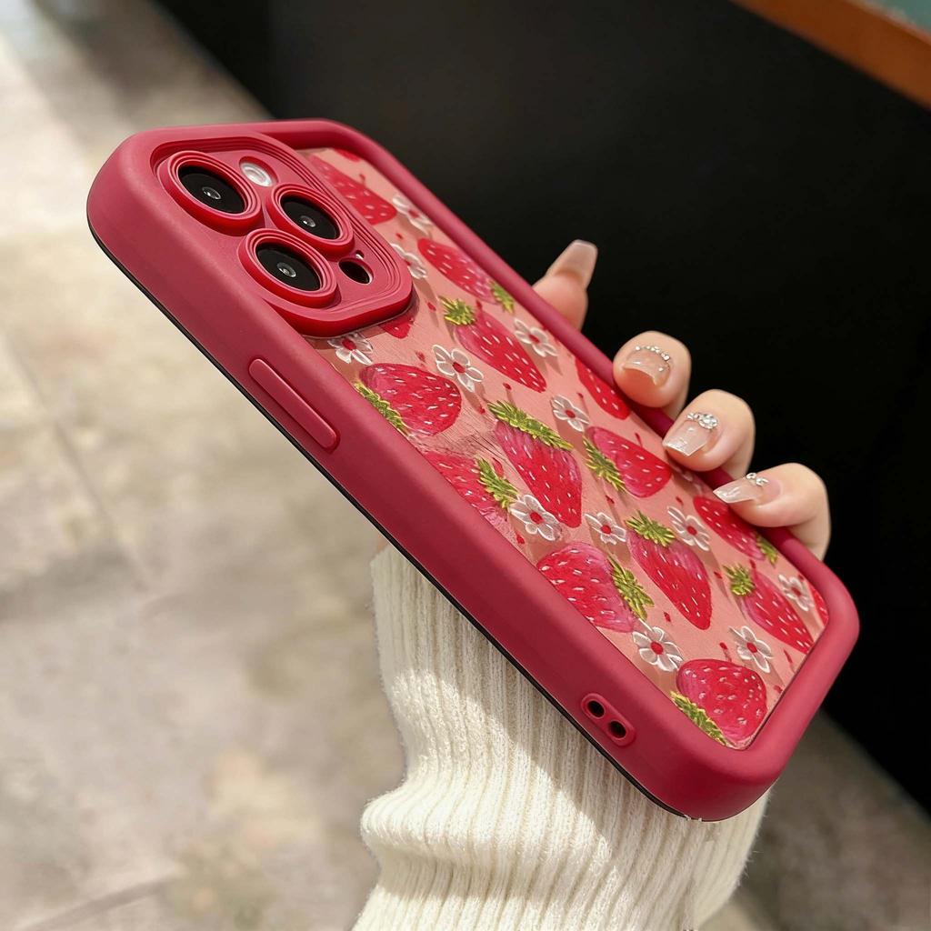 Phone Case For Samsung Galaxy S26 Ultra S25 S23 S24 S21 Plus S25 FE Note 20Ultra Silicone Strawberry Cover TPU