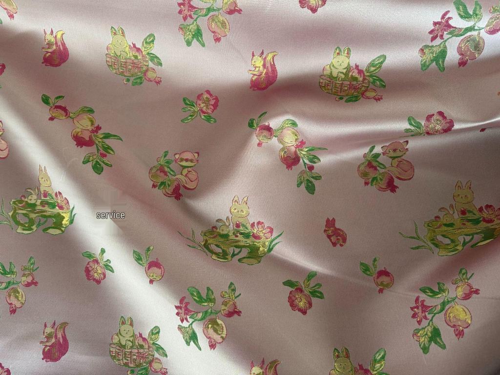 Spring Style Jacquard Fabric in Cute Rabbit & Squirrel Design for Women's & Children's Wear Vest Dress