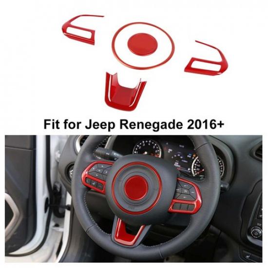 Steering Wheel Decor Cover Trim Overlay Kit for Jeep Renegade 15-23 Accessories