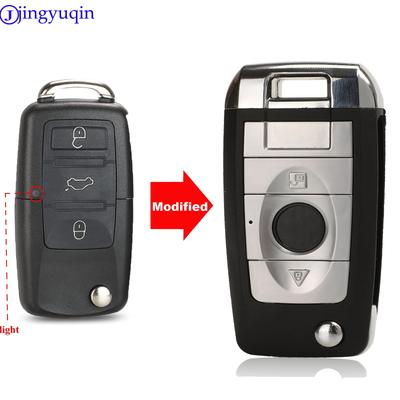 Jingyuqin Modified 3B Car Flip Key Shell Case Fob For VW Passat Polo Golf Touran Bora Ibiza Leon Octavia Fabia