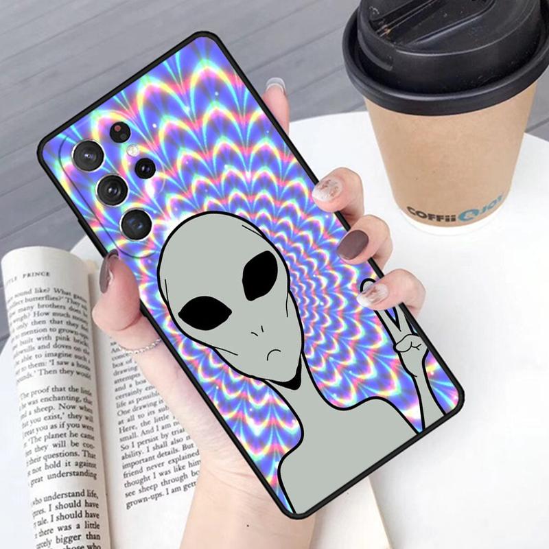 Aesthetics Cartoon Alien Phone Case Cover For Samsung Galaxy S24 S25 Ultra S21 S22 Ultra S10E Note 10 Plus Note 20 FE S23