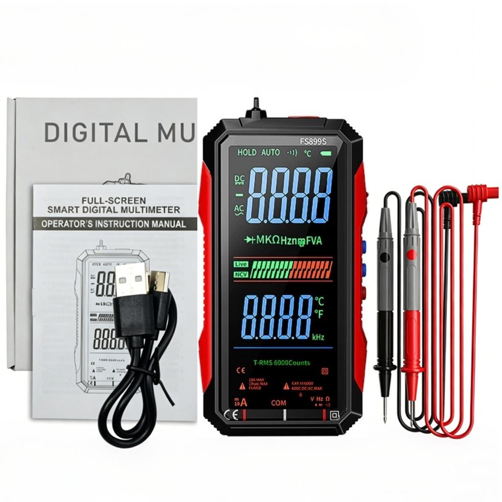 Voice Digital Multimeter Auto Range True RMS Full Screen Anti-burn Portable High Precision Electrician Continuity Tester