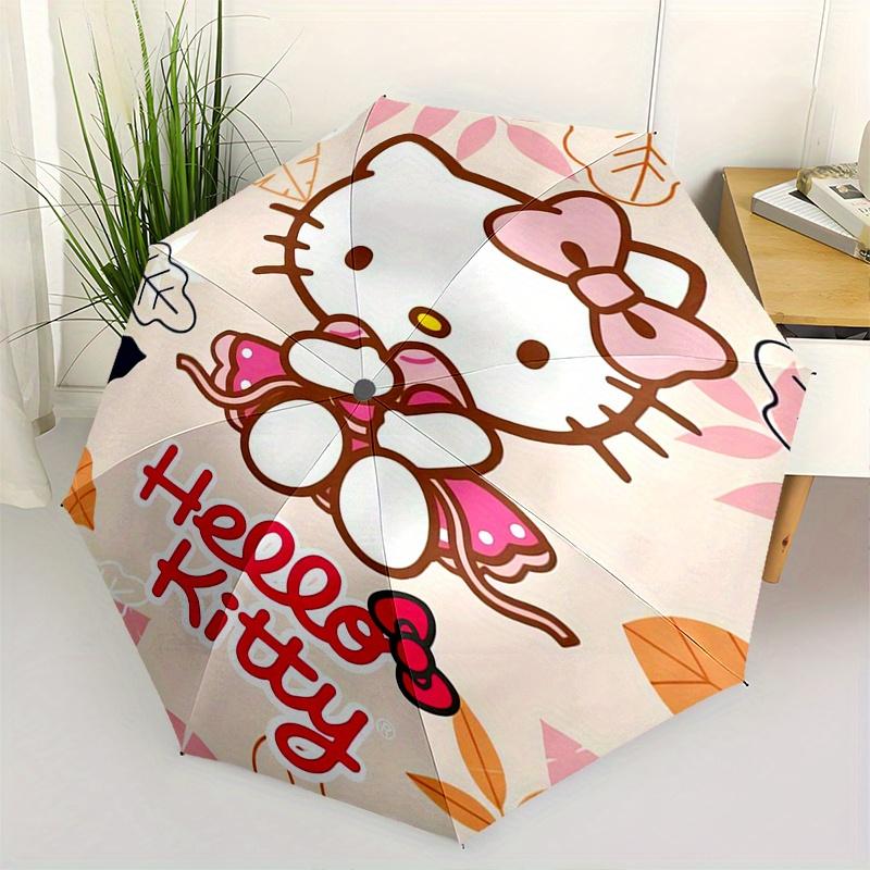 

Hello Kitty,Autumn Leaves Automatic Folding Umbrella-Simple 8-Rib Design, Bright Cartoon Pattern, Durable Iron Frame, Suitable For Travel, O