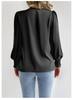 Women's Chiffon V-neck Lantern Sleeve Blouse - Solid Color Fashion Top
