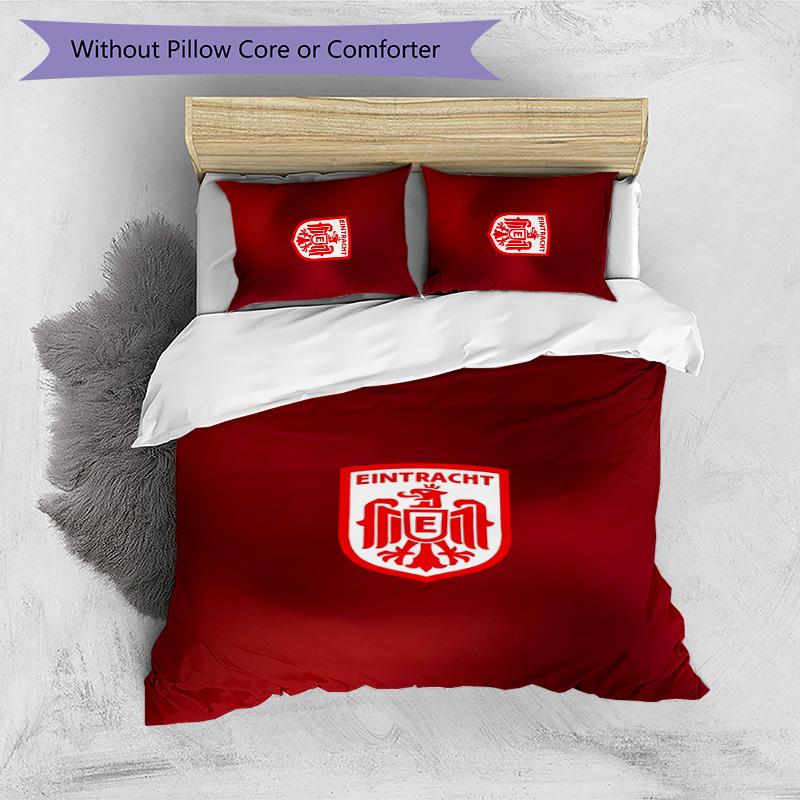 Set Lenzuola Stampato Calcio Eintracht Frankfurt 3 Pezzi, Comodo Set Copripiumino per Camera da Letto Delicato sulla Pelle