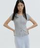 LUCIR ZU Henley Button-Up Sleeve Top (Melange Gray)