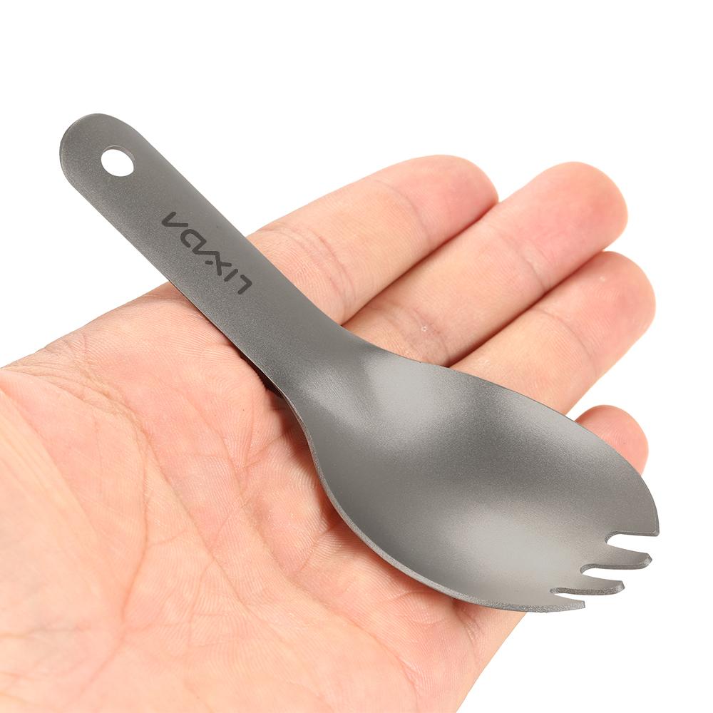Lixada Kısa Saplı Titanyum Spork Ultralight Çocuk Bebek Spork Açık Kamp Piknik Sofra Takımı