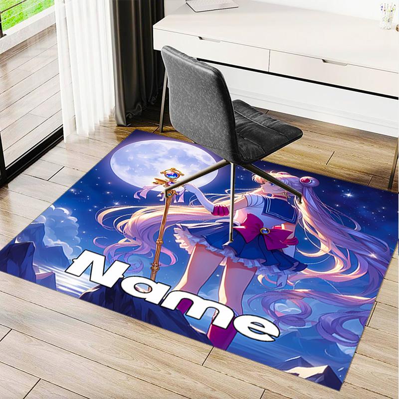 Customizable Name Sailor Moon Mat-Non Slip Backing,Suitable for Living Room, Bedroom,Bathroom-Soft,Durable,Perfect Gift