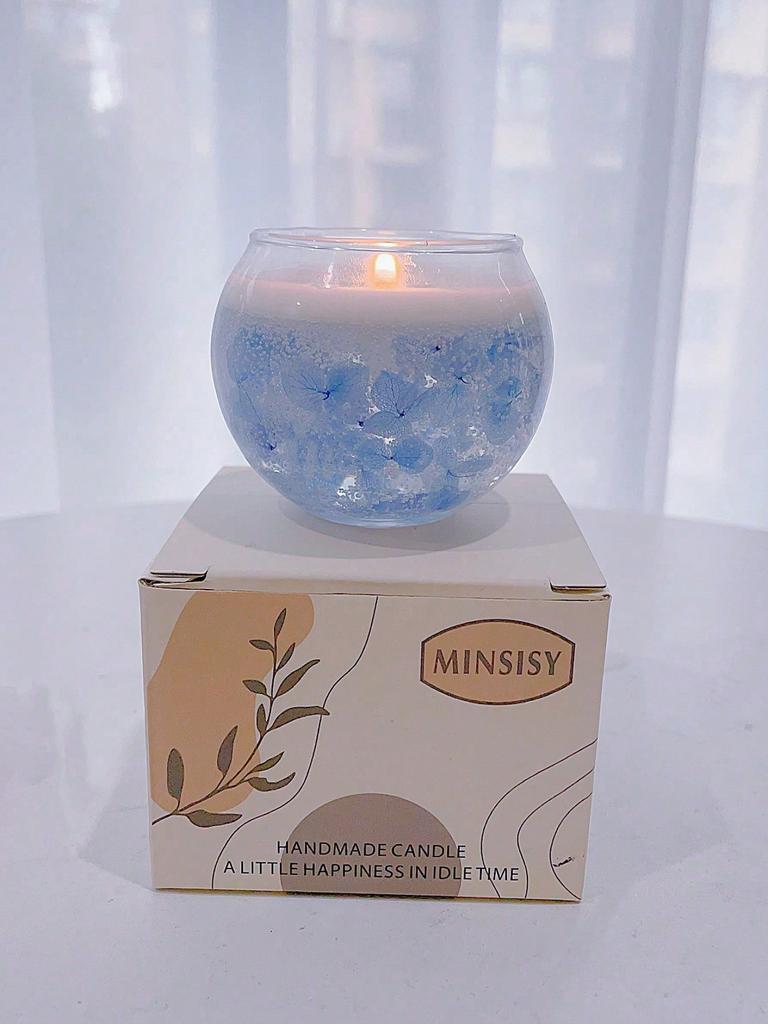 1 cup of blue floating flower scented candles, used for home decoration, rooms, bedrooms, study rooms, Valentine's Day gifts.