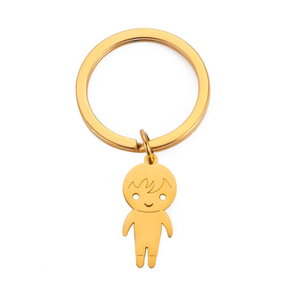Cartoon Boy Girl Stainless Steel Keychain Sweet Couple Design Fashion Bag Pendant Practical Romantic Gift