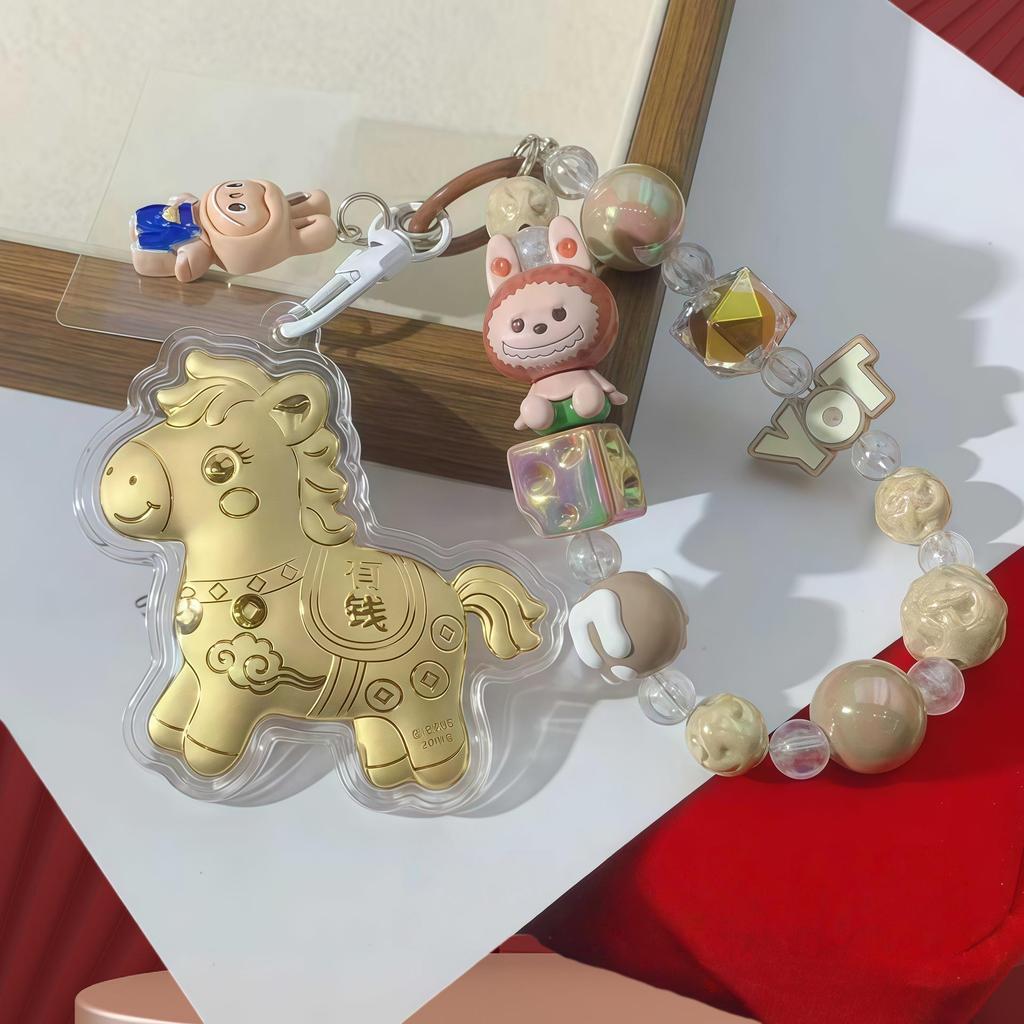 999 Reines Gold Pferde-Schlüsselanhänger-Anhänger: Sofortiger Reichtums-Glücksbringer für Telefon, Tasche oder Auto