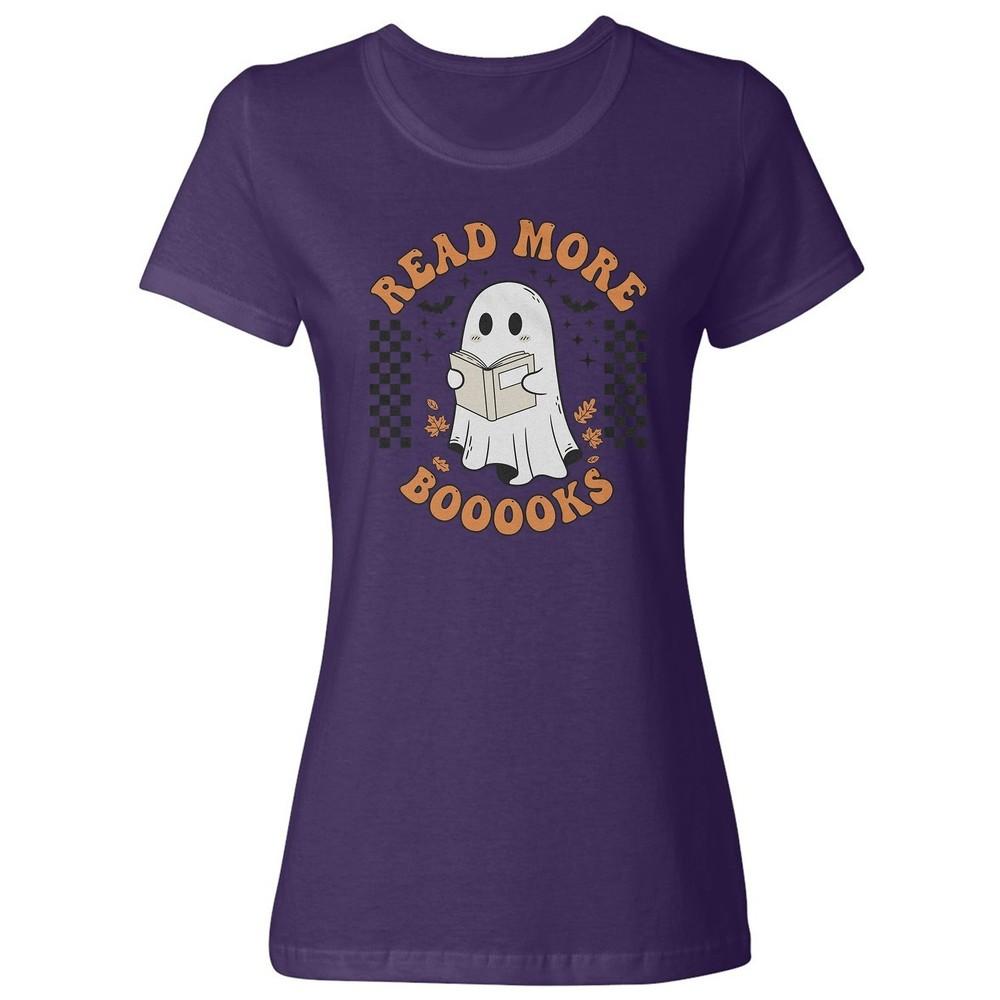 Читай Больше Книг Забавный Милый Призрак Хэллоуин Цитата Женская Футболка с Круглым Вырезом Унисекс Футболка XXXL