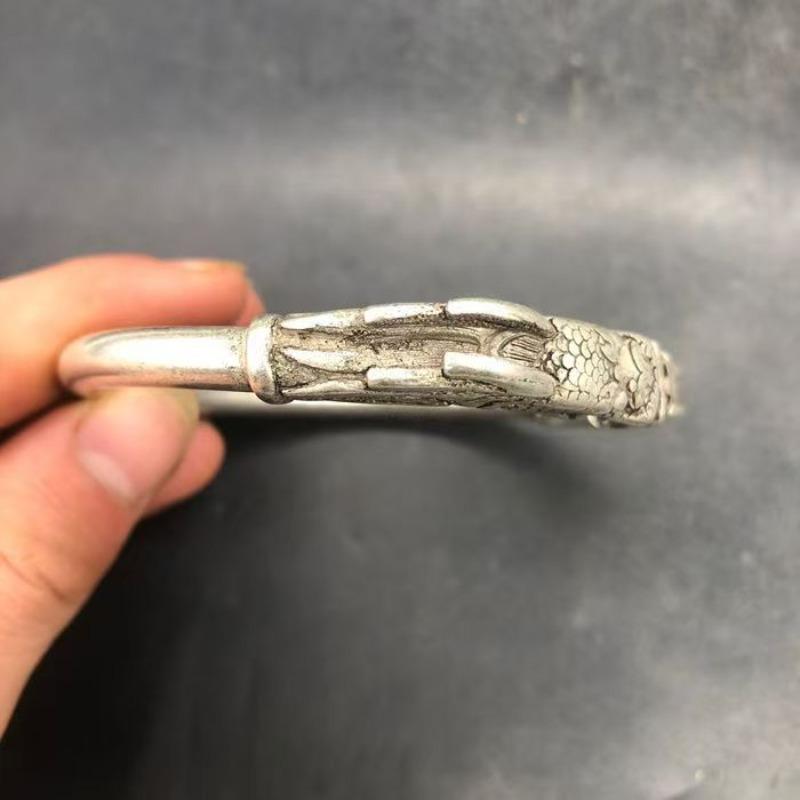 Hot Selling Classic Tibetan Silver Double Dragon Bracelet, Retro Ethnic Style Exquisite Bracelet, Gift for Friends