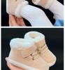 Baby High-Top Yellow Walking Shoes - Thick Plush Cotton, Non-Slip Soft Sole, Warm Boots for Boys (0-1 Year)