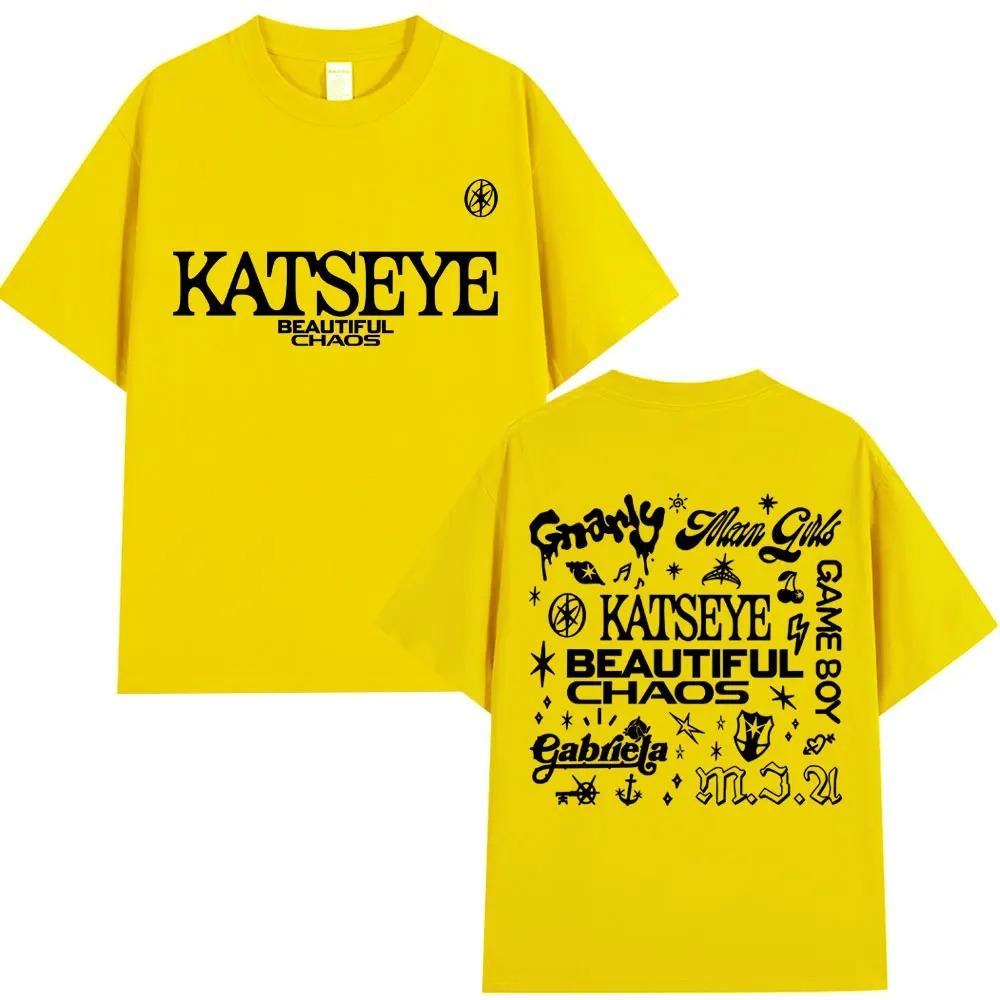 Korean Katseye Beautiful Chaos Tour T Shirt Kpop Vintage Harajuku Fashion Y2K Men Women T-shirt Cotton Loose T Shirts Fans Gifts
