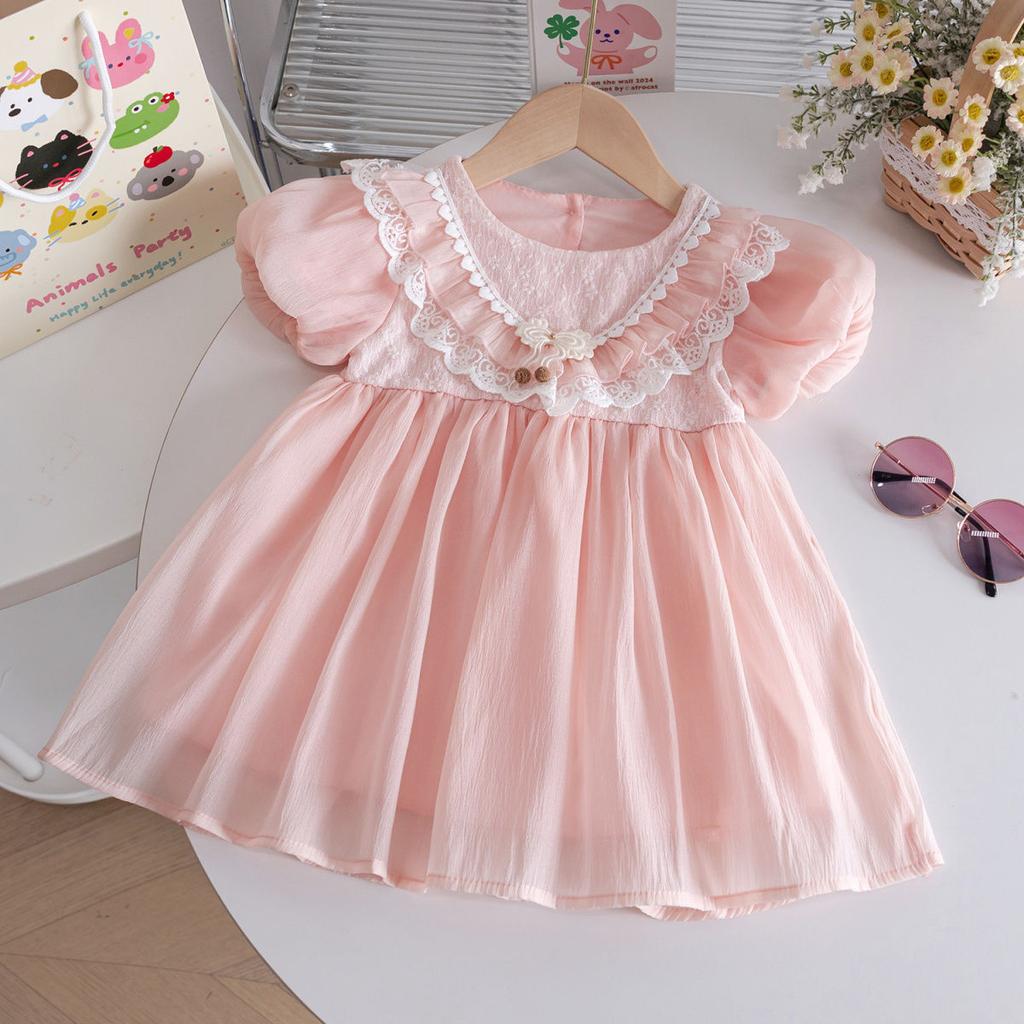 Mädchen Babykleid Sommer Prinzessinkleid Neu Halber Ärmel Rock Sommerkleid Kindergarnrock