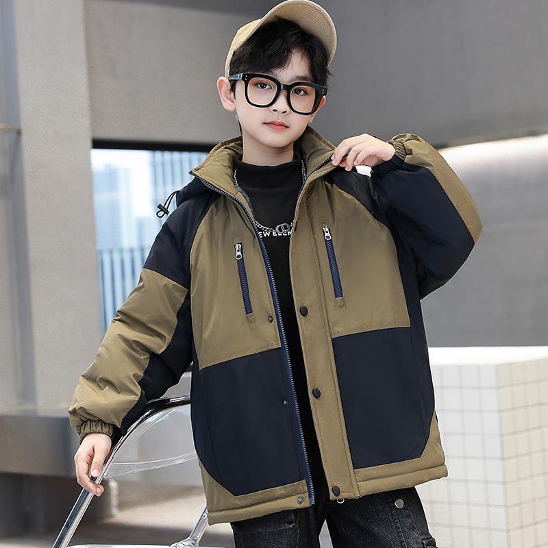 

Детская Зимняя Куртка с Капюшоном, Верхняя Одежда, Пальто, Одежда для Мальчика, Теплая Парка, Корейская Мода, Детская Высокого Качества, Подростковая, Теплая, Утепленная, Наряд 130 серый