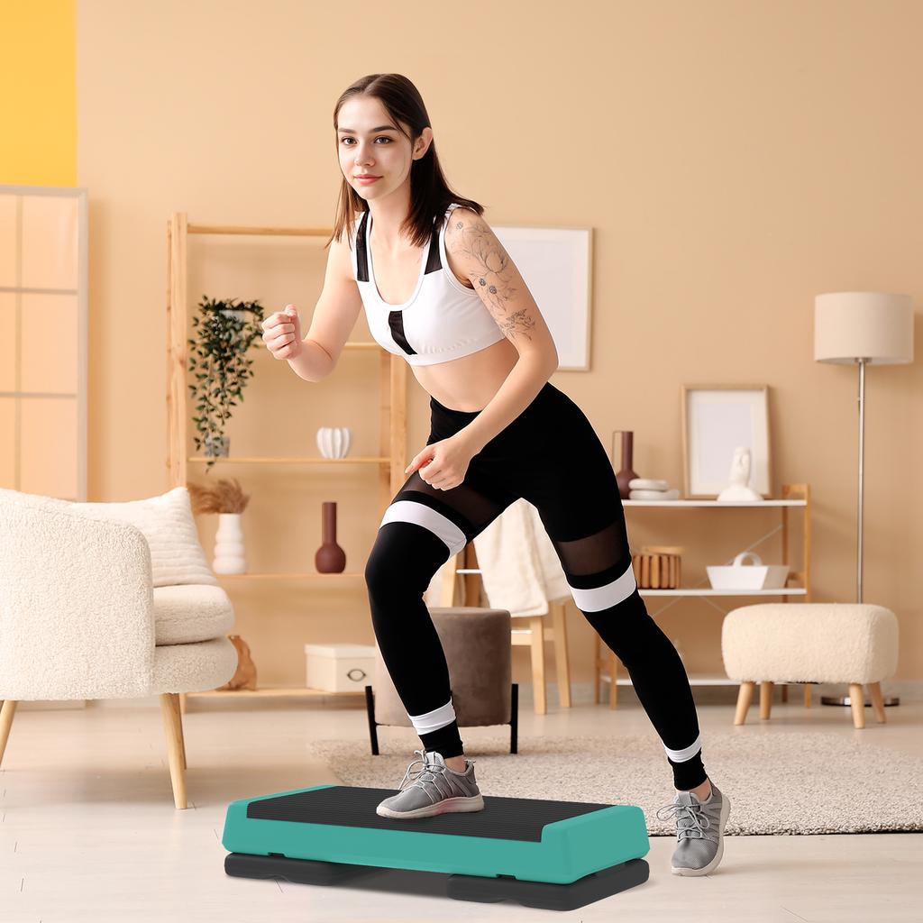 Adjustable Fitness Stepper, with Non-Slip Surface, for Home, Gym, Office Workout, Green
