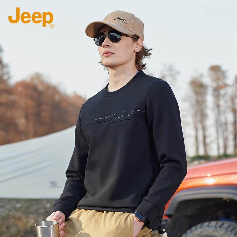 Jeep Men's Cotton Blend Crewneck Long Sleeve Sweatshirt