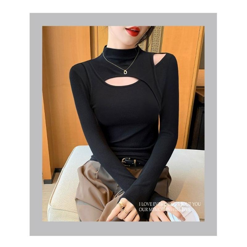 Half Turtleneck Bottoming Shirt for Women Autumn Winter New Fashion Slim Long-sleeved Fashionable Knitted Top
