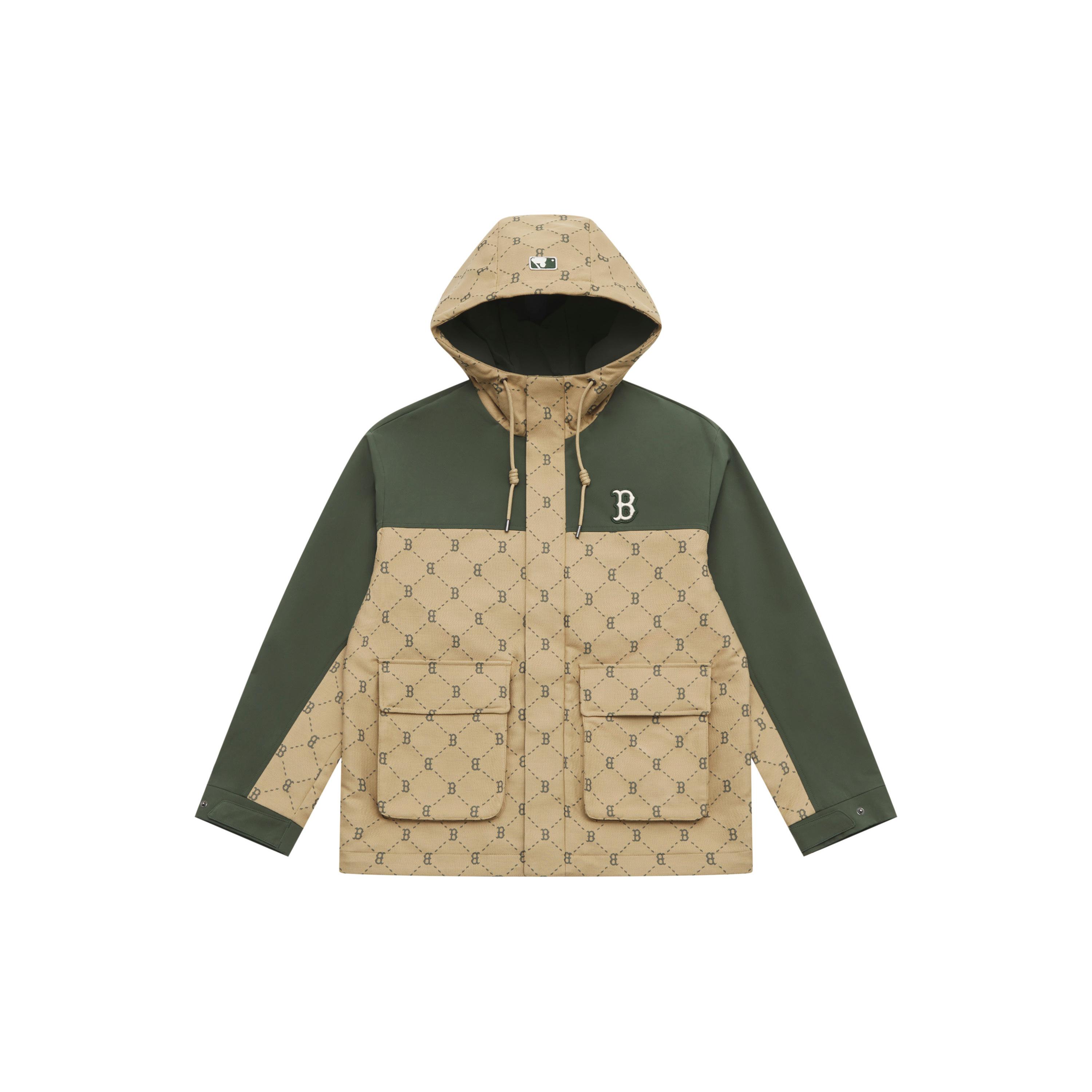 MLB MONOGRAM Collection Boston Red Sox SS25 Windproof Jacket Unisex Dark Khaki 3AWJM0151-43KAD S