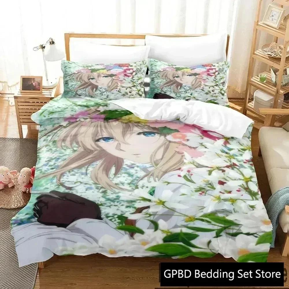 Luxury New 3D Print Anime Violet Evergarden Bedding Set Duvet Cover Bed Set Quilt Cover Pillowcase Queen Boys Adult Bedding Set