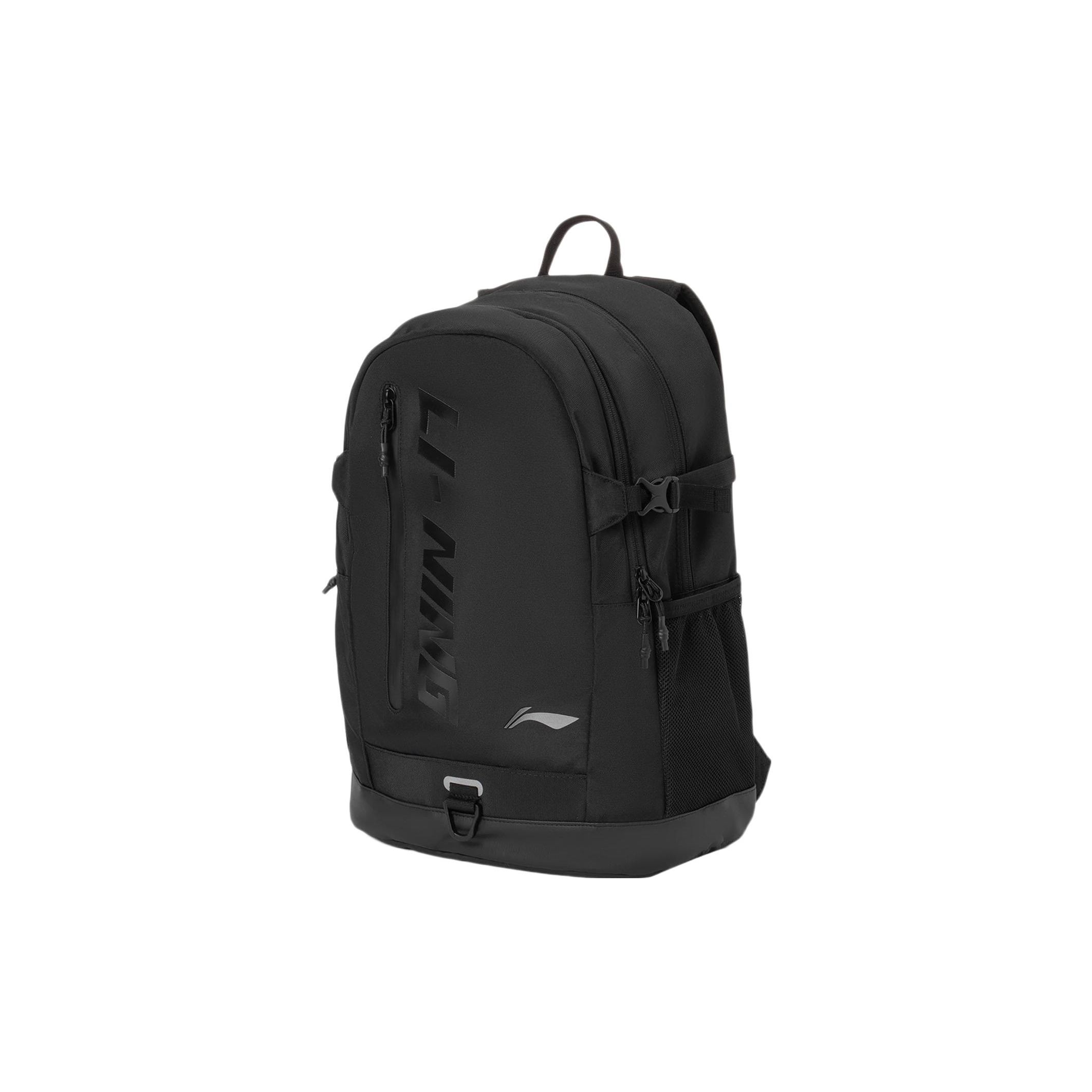 Li-Ning Training Series Letter Logo Print Large Capacity Fabric Laptop Backpack Unisex Backpack Black ABSR192-1 Black