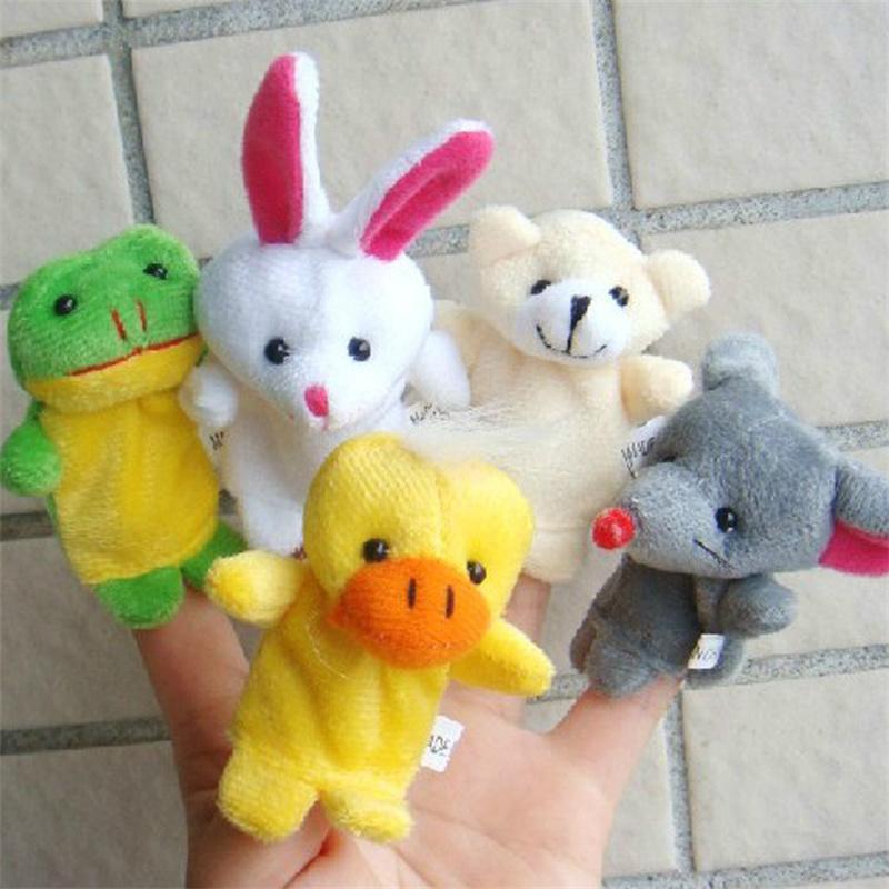 5/10pcs Animal Finger Puppet Mini Plush Toy Cartoon Biological Baby Pretend Telling Story Stuffed Doll Plushies Fans Gift Random
