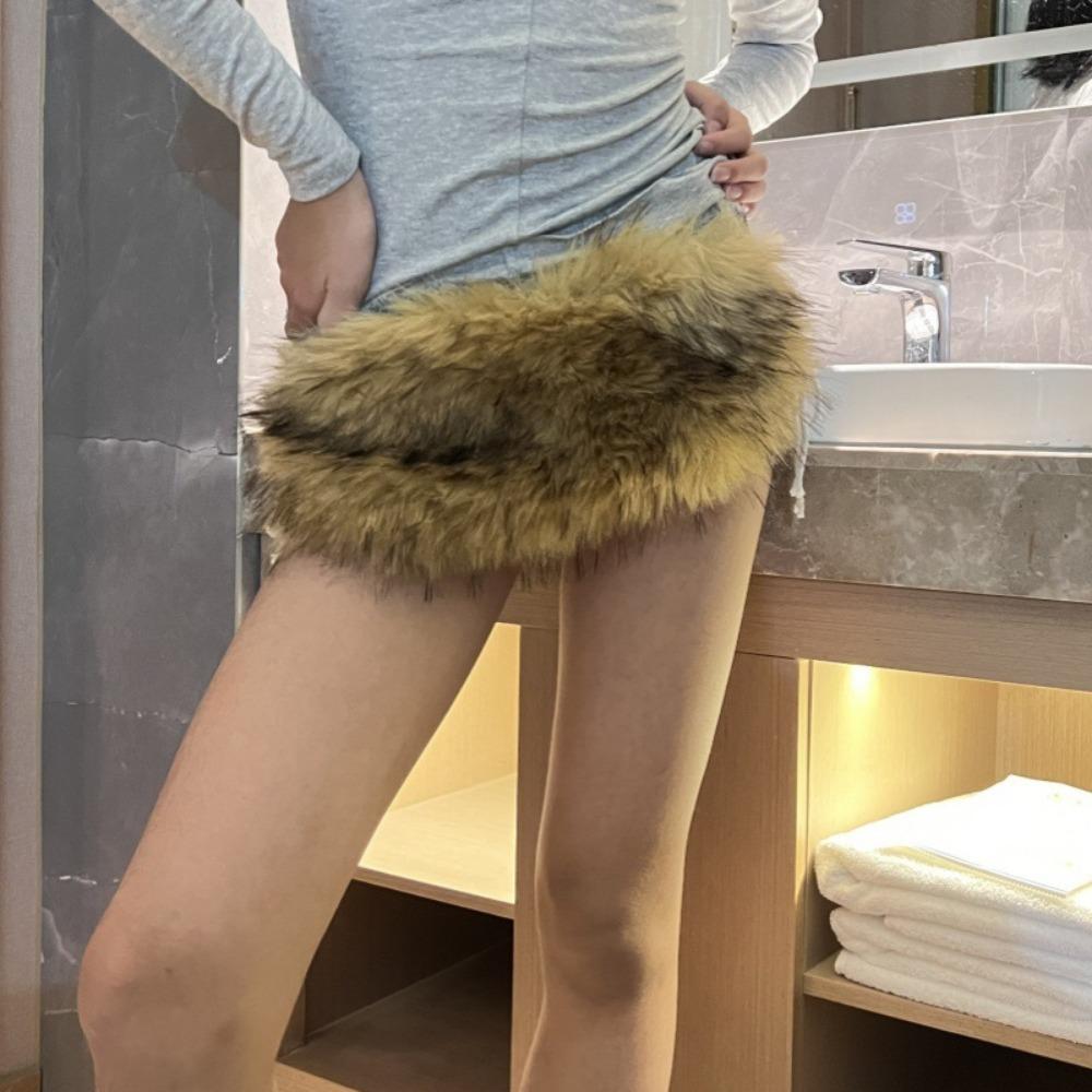 

Plush Waist Chain Sexy Cowgirl Waistband Y2K Punk Jeans Belt For Night Club brown