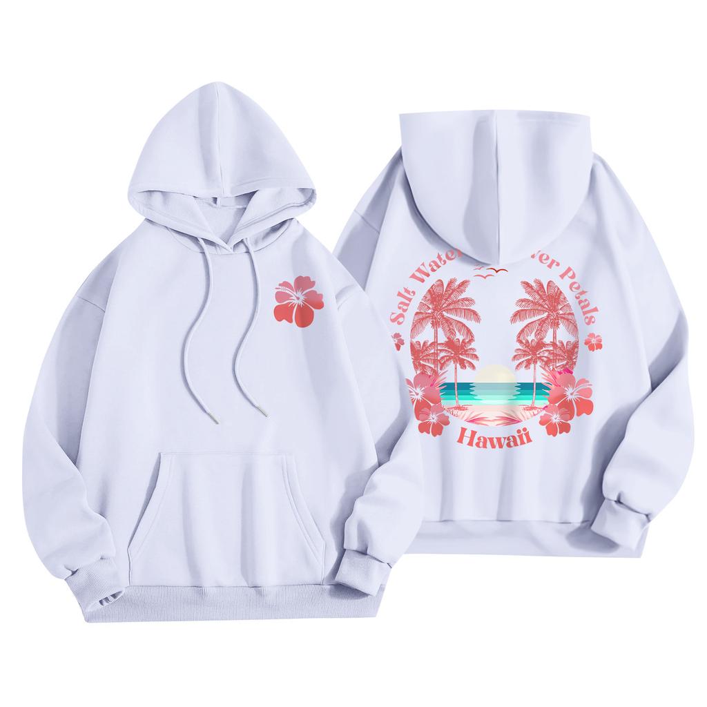 Women's Fashion Women's Lightweight Long Sleeve Pullover With Pockets Preppy Graphic Hoodie