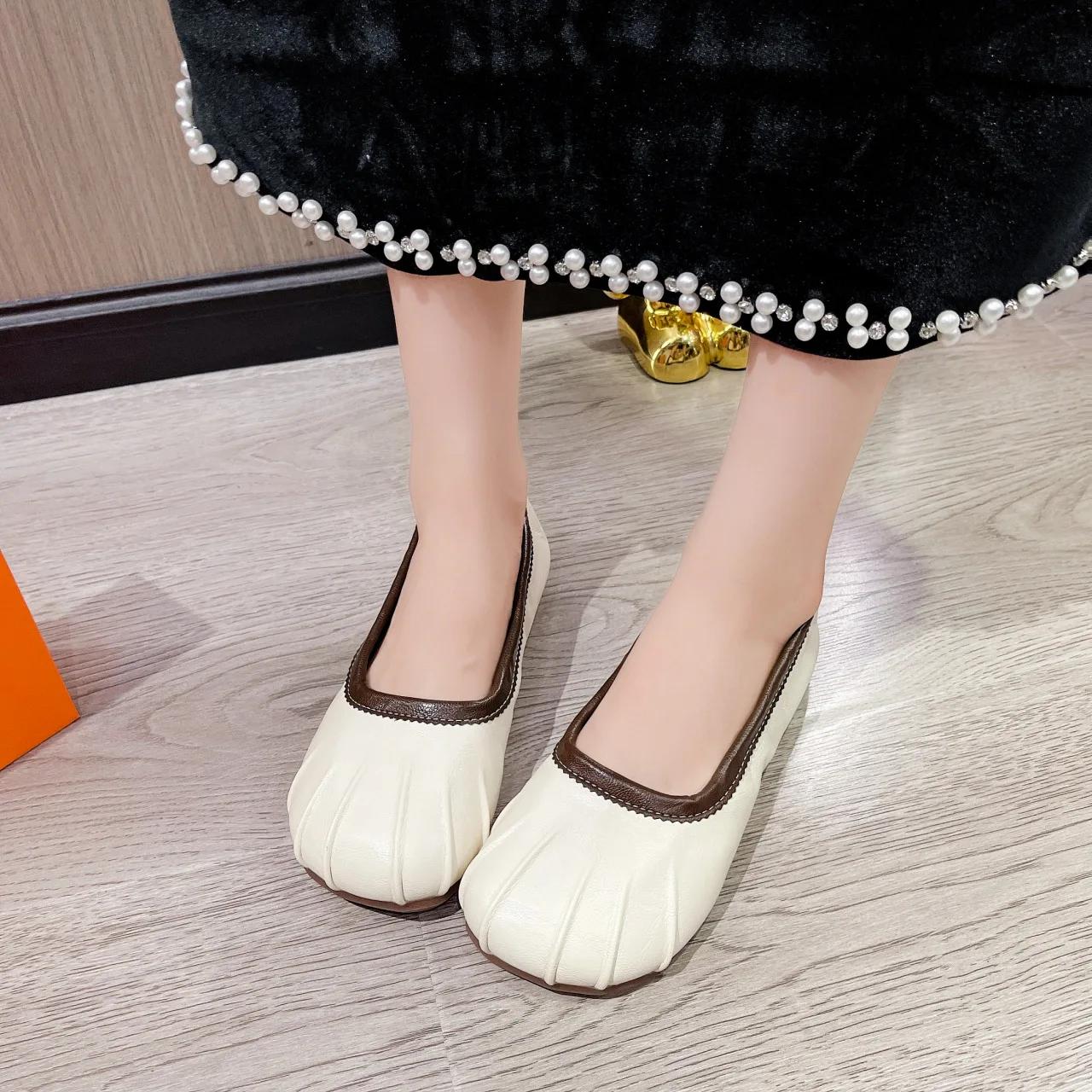 Мода 2025 Весна Женские Плоские Женские Разрезные Носки Ninja Неглубокие Лоферы Лодочки — фото 6