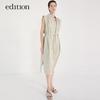 Edition Women's Sleeveless Stand-up Collar Cotton Shirt Dress