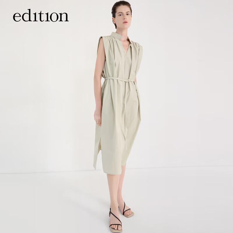 Edition Women's Sleeveless Stand-up Collar Cotton Shirt Dress