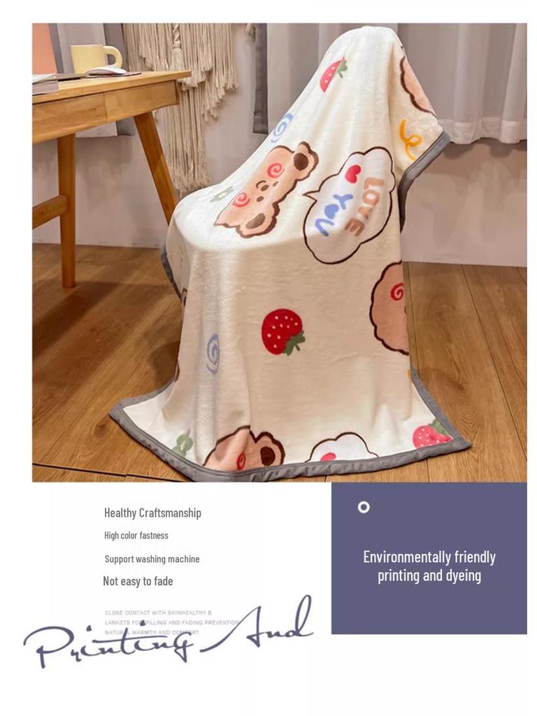 Cute Coral Fleece Office Nap Shawl and Flannel Blanket