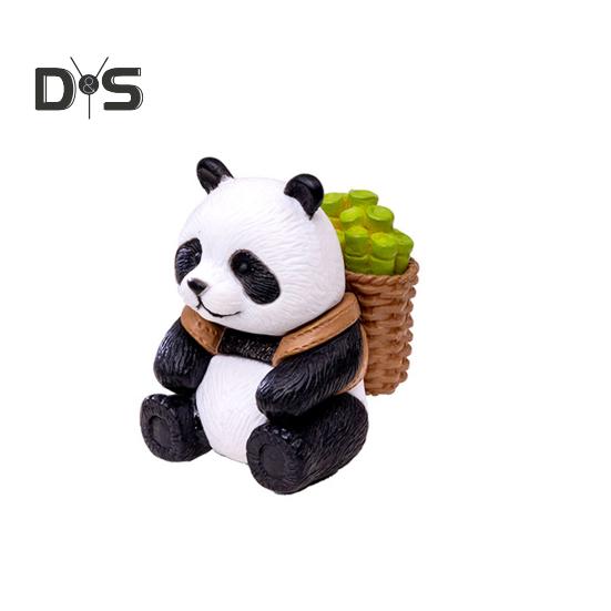 8Pcs/Set Bamboo Panda Figurine PVC Sitting Lying Lucky Panda Statue Sculpture Mini Animal Model Home Office Desktop Decoration Ornament