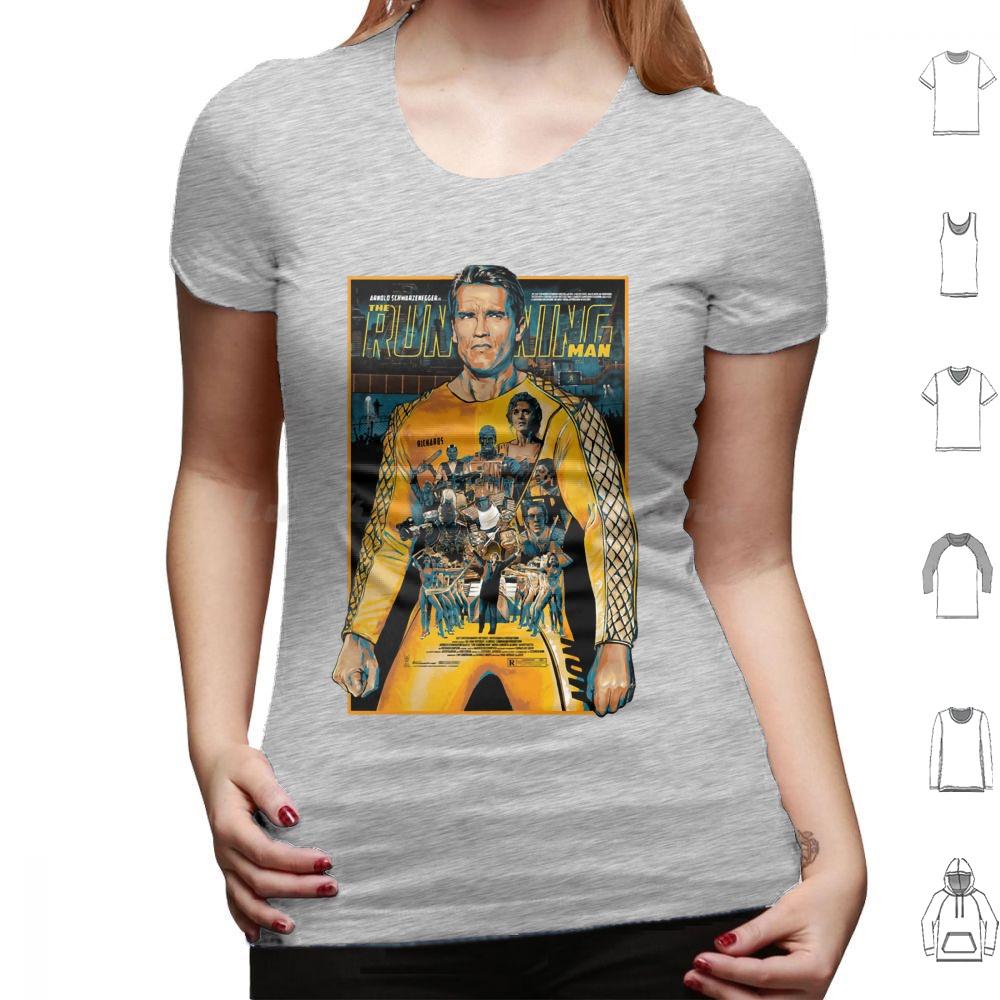 The Running Man Poster T Shirt Big Size 100 Cotton The Running Man Arnie Schwarzenegger Movie Action 80s Retro Geek Arnold