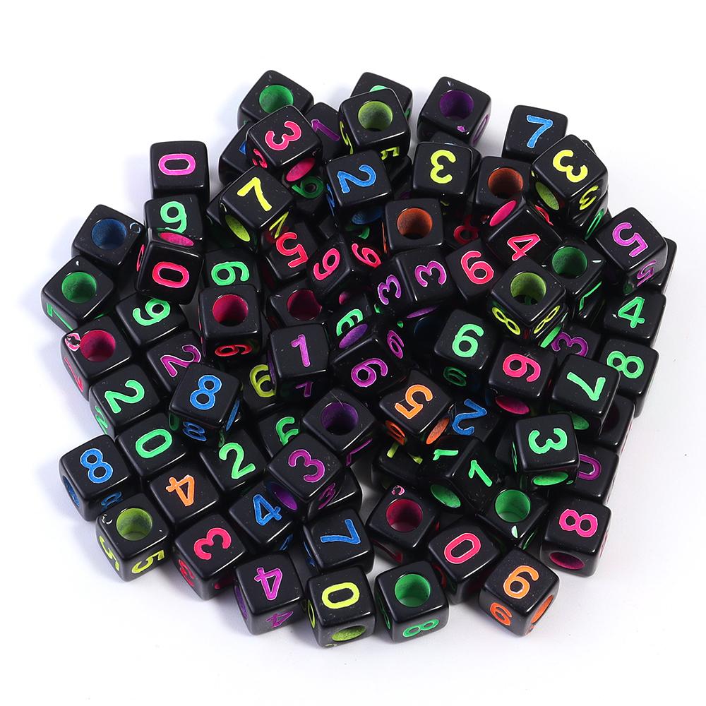 

100pcs 7mm Square Acrylic Letter Beads Mixed Alphabet Loose Spacer Beads For Jewelry Making DIY Bracelets Necklace Accessories 7mm hole 4mm