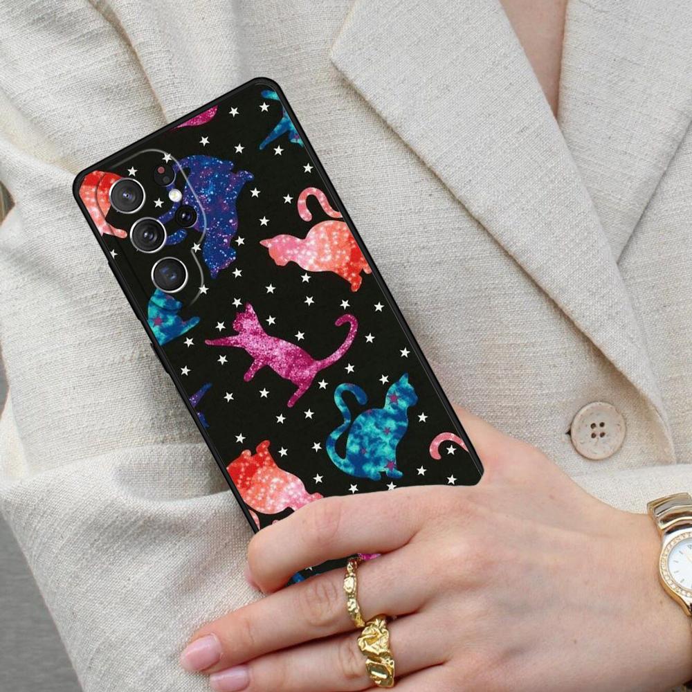 Space Happy Cats Cell Phone Case for Samsung Galaxy S26 Ultra S25 S24 S23 S22 S21 S20 Note10 Cover