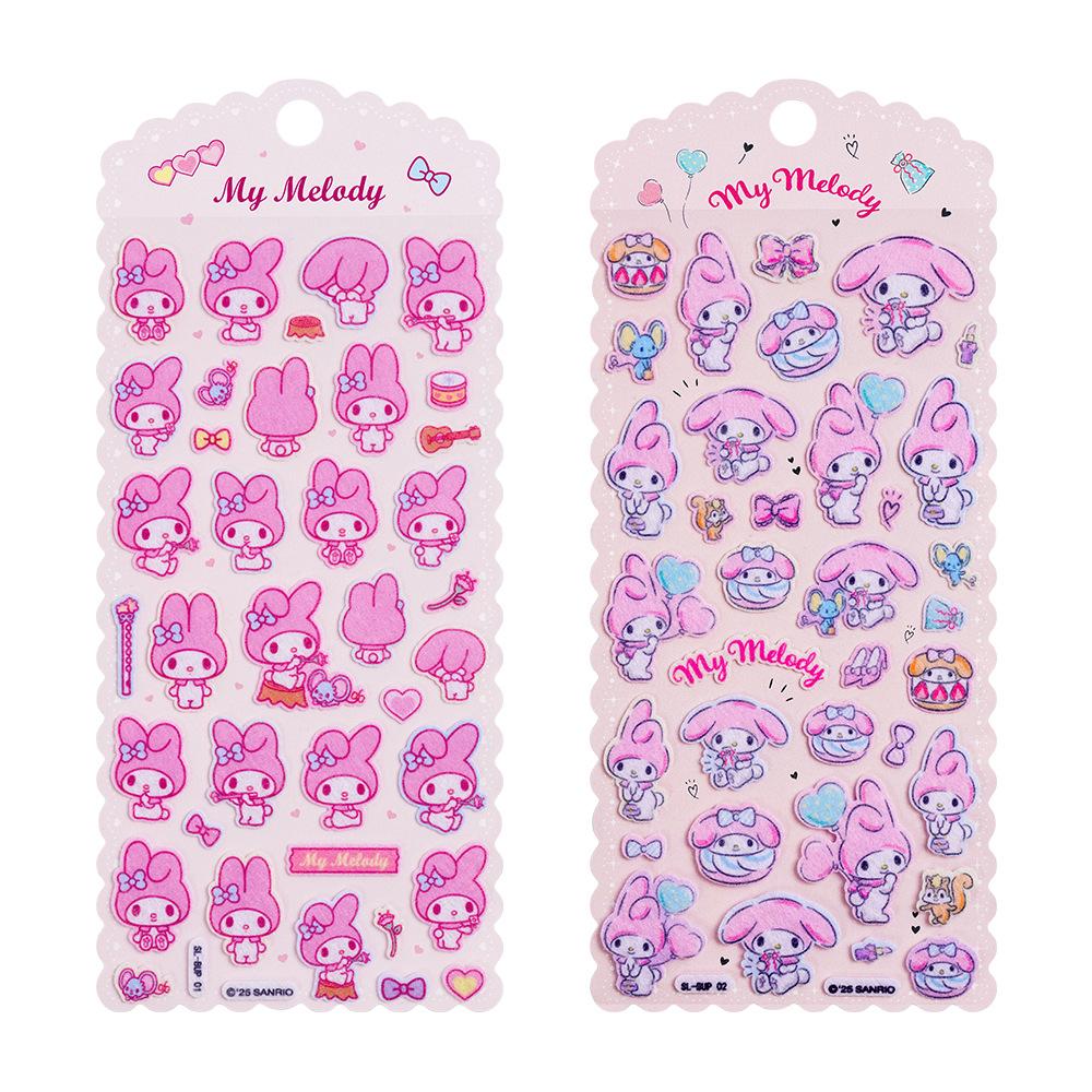 New Sanrio 3D Three-dimensional Cute Stickers Hello Kitty Kuromi Melody Decorative Cups Book Creative Rewards Bubble Stickers