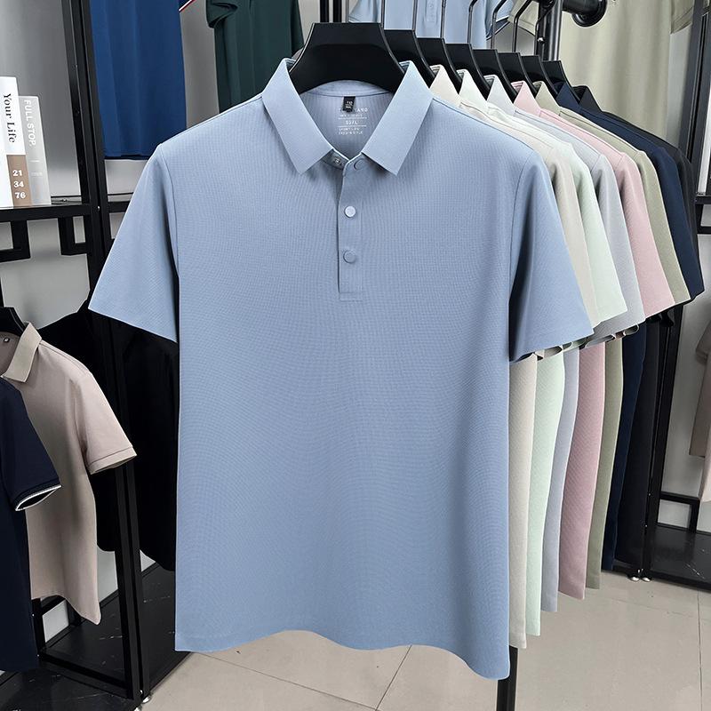 Summer Men's Short Sleeve T-Shirt Lapel Collar Polo Shirt Middle-Aged & Young Casual Versatile Top