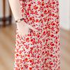 Plus Size Loose Vintage Print Langes Kleid für Damen Lässige Kurzarm-Sommer-Damenkleider