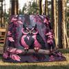 1pc Owl Cherry Blossom Branch Throw Blanket Polyester Fiber, Lightweight Flannel, Soft & Warm, All Season Use for Outdoor, Camping Digital Print