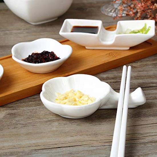 Miraiya Plum Blossom Chopstick Rests and Cutlery Rests of Double Chopstick Small and Chopstick Rest Plates for Soy and Pickles Stylish Japanese and