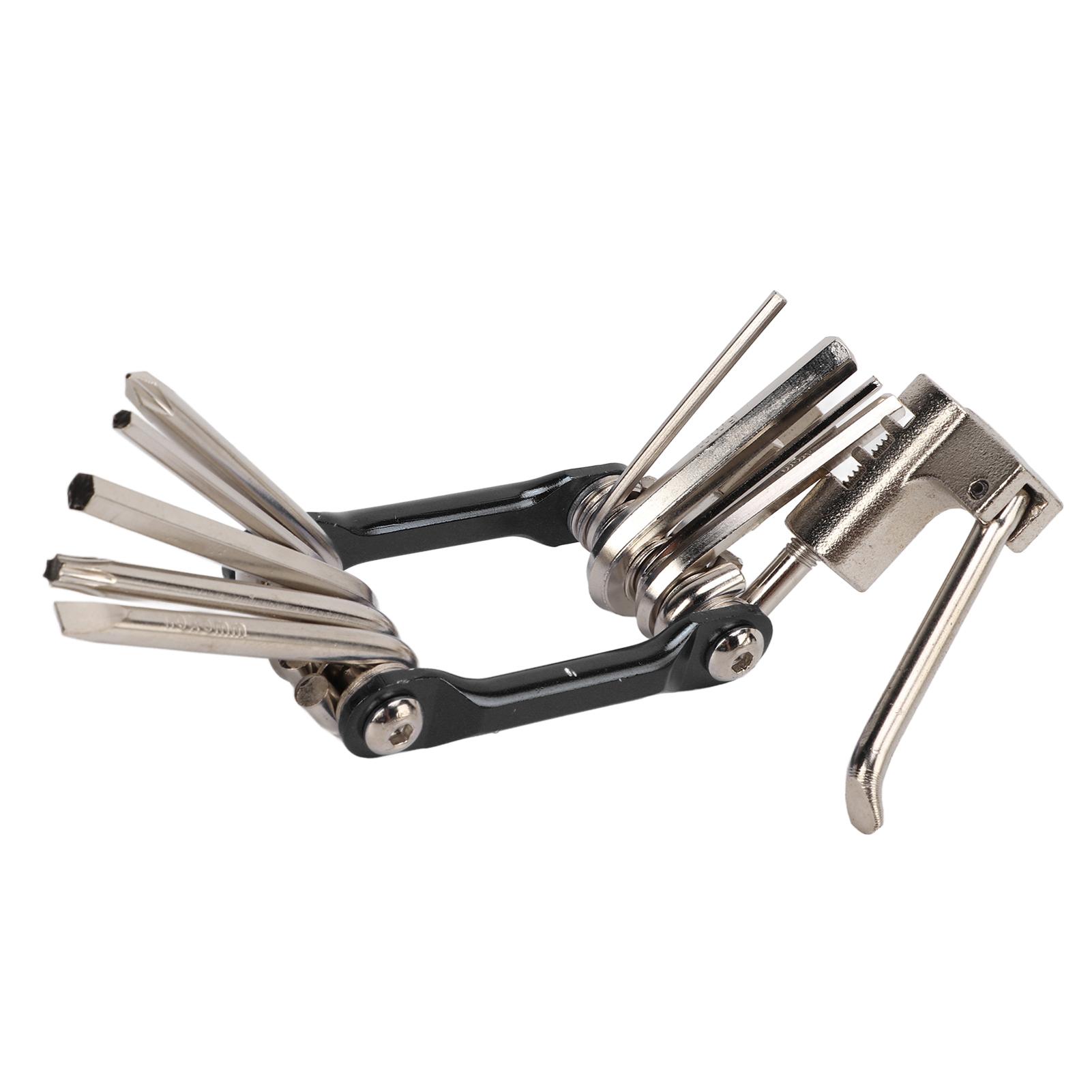 Инструмент для ремонта велосипеда 11 в 1 Легкий складной инструмент Прочный Легкий в переноске Ежедневные операции Набор велосипедных ключейЧерный чёрный