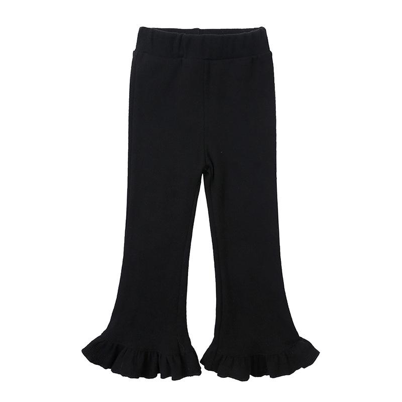 Korean Girls' Slim Fit Bell Bottom Knit Pants - Stylish Casual Kids' Outerwear