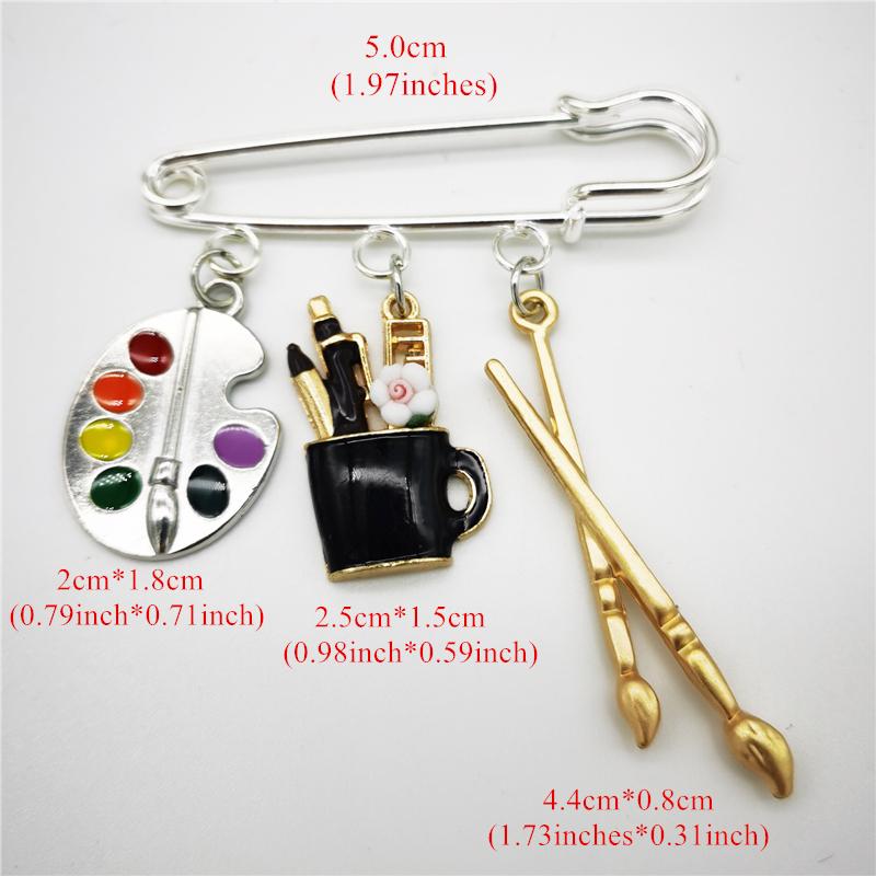 Personality Brooch Painter Pendant Palette Painting Brush Charm Brooch Teacher Student Creative Jewelry Gifts