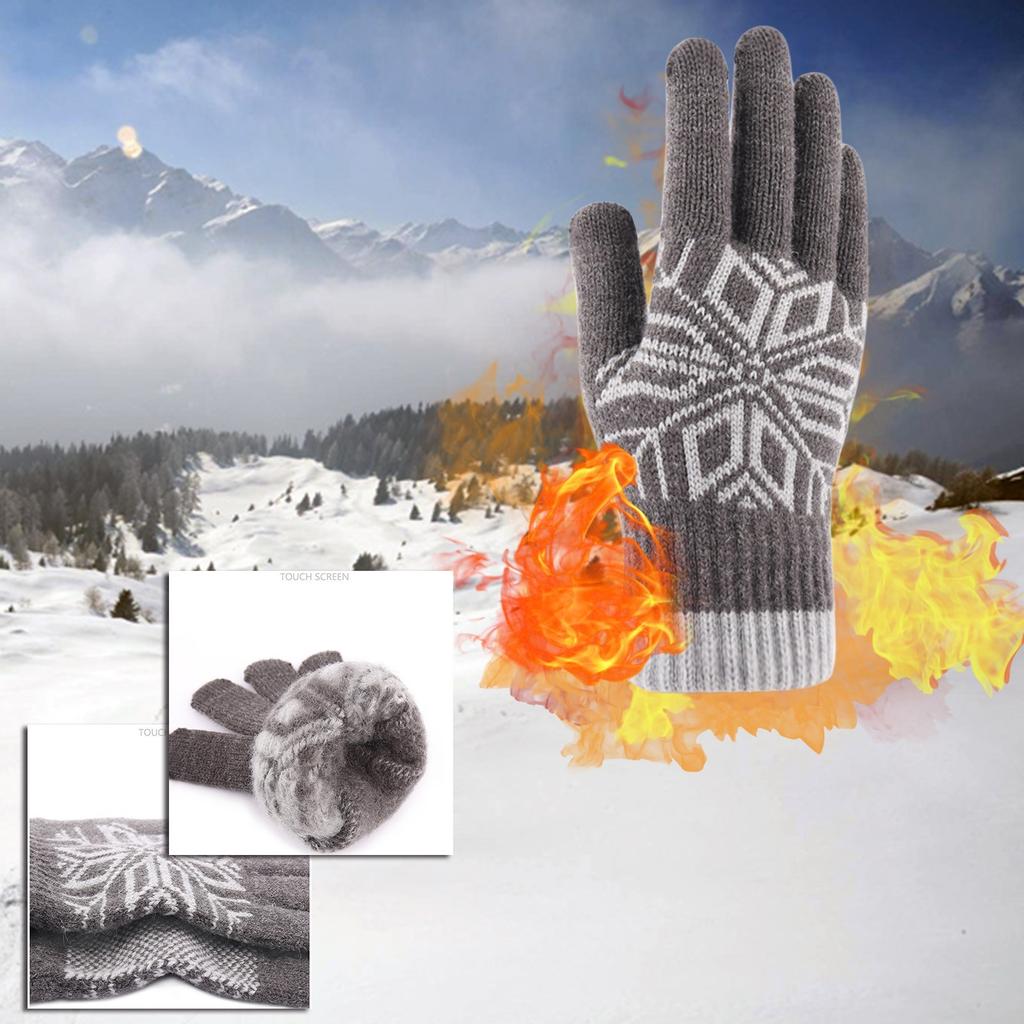 Winter Men Adult Plus Fall And Winter Thickened Knitted Warm Woolen Gloves